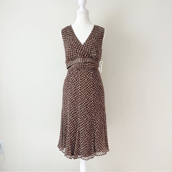 Pendleton Silk Geoprint 2 Piece Set NEW Sleeveless V-Neck Top & Midi Skirt Sz 8 - Picture 2 of 12